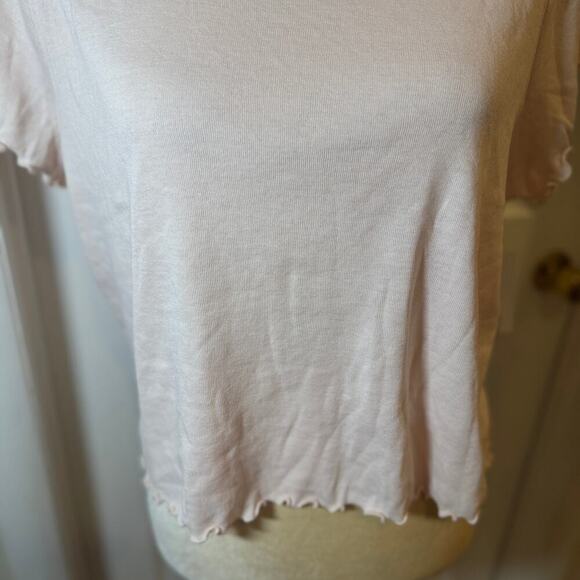 NWT BP Ribbed Baby Cropped Short Sleeve T-shirt In Pink Creole Size 2X - Picture 3 of 10